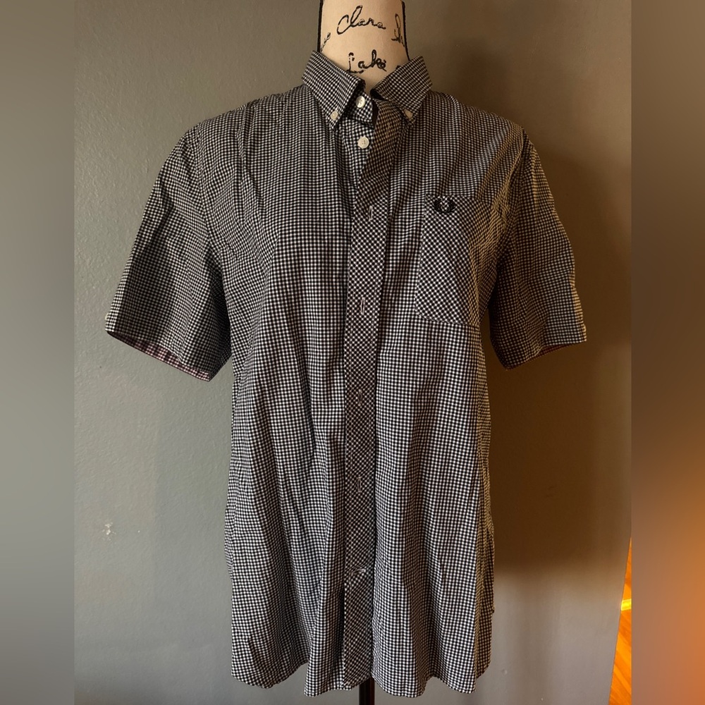 Fred Perry Black and White Checkered Shirt